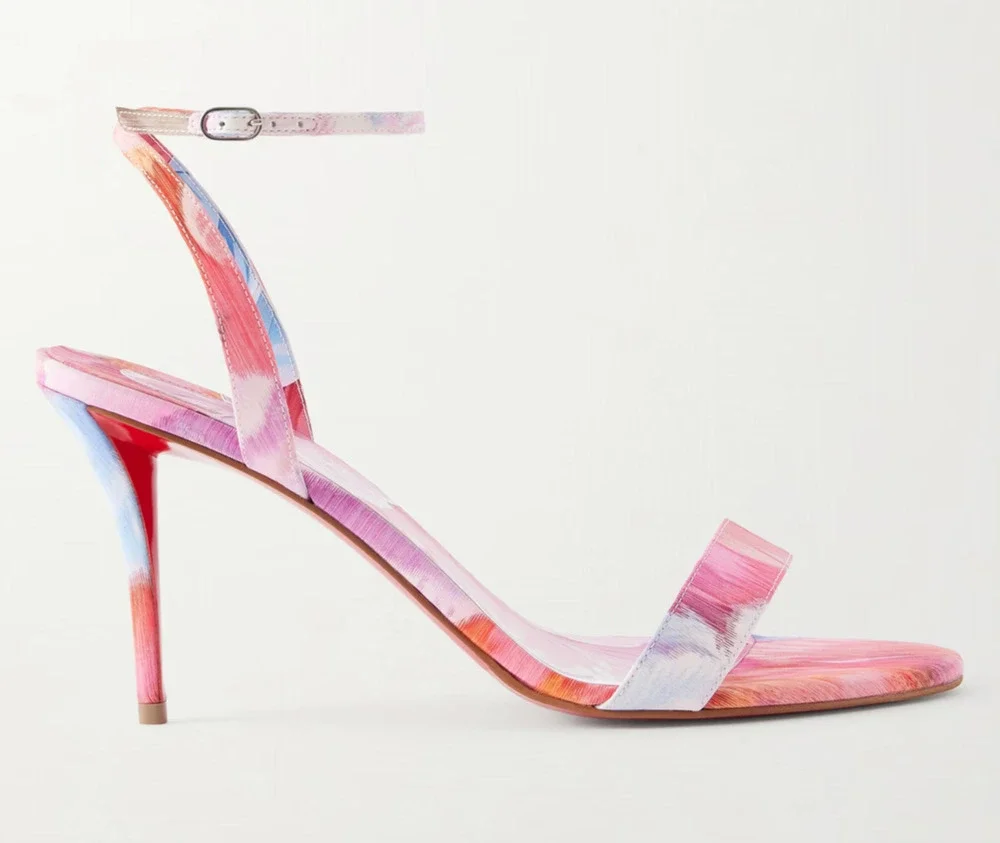 Christian Louboutin Miss Z Sandal 80 Pink Floral Ankle Strap Sandal Heel Pump 40